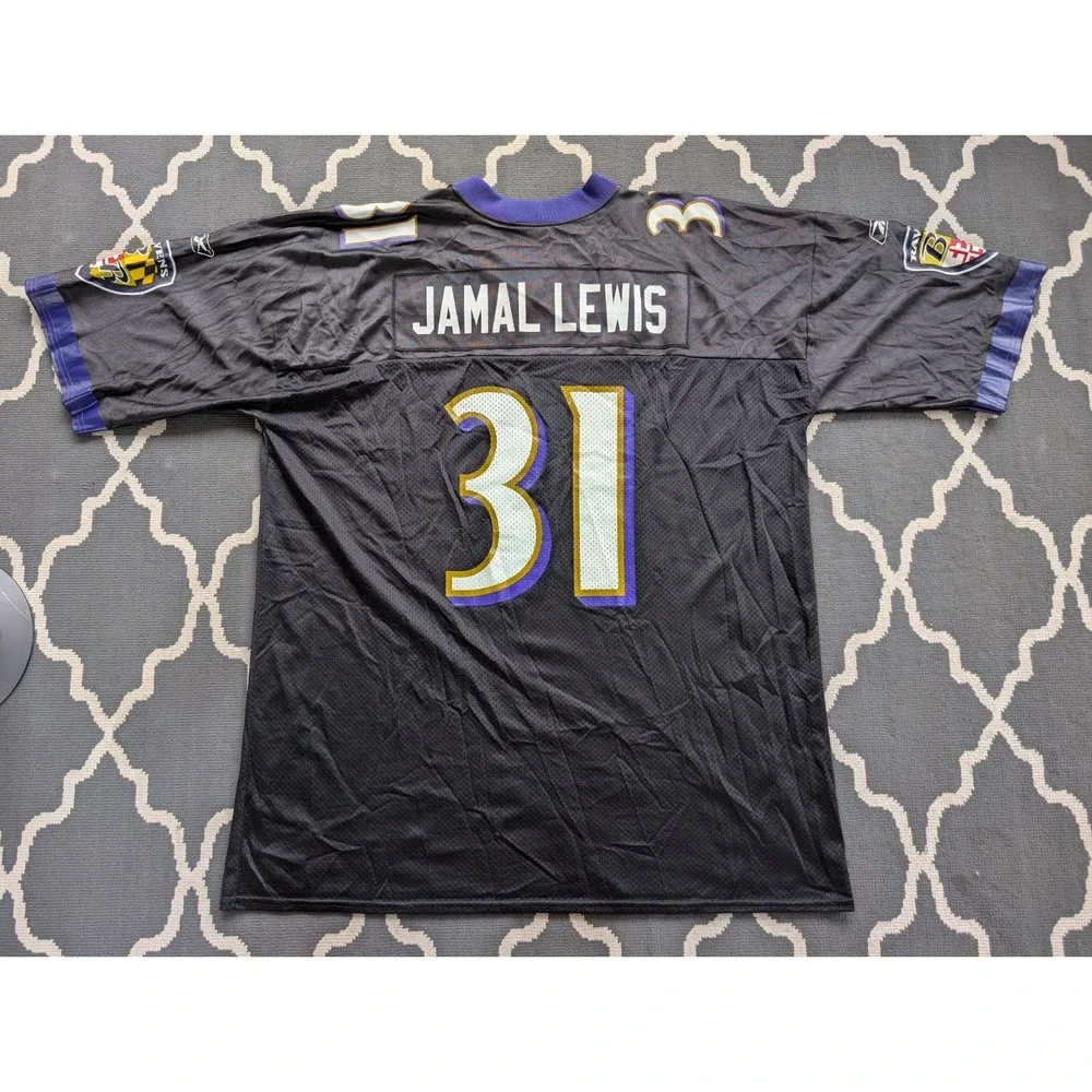 Jamal Lewis Baltimore Ravens Jersey Mens 2XL Black Reebok Y2K‎ Vintage NFL
